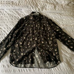 Floral Pattern Long Sleeve Button-up